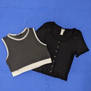 Women's Crop Top Bundle - Black & White - TJ Maxx and H&M - Small/Medium